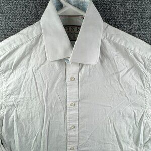 Thomas Pink Long Sleeve Button Up Shirt Men Cotton White 15 Slim Fit Woven Adult